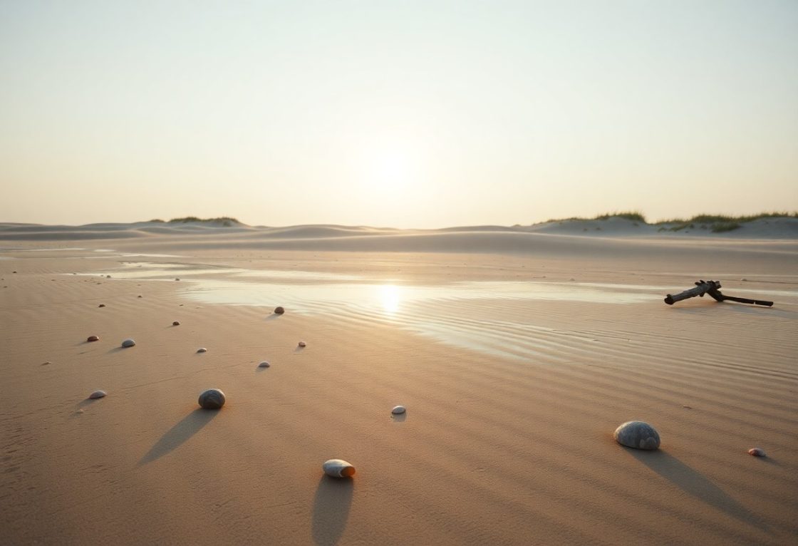 The Calm Feeling of an Empty Beach in the Morning